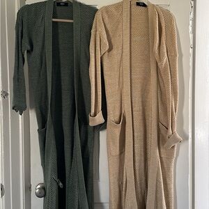 Able Women's Knit Cardigan Sweater - Olive and Beige